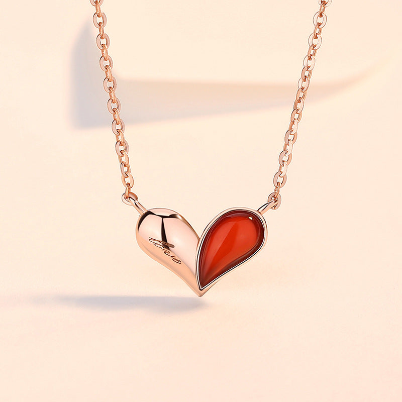 Not Sisters By Blood But Sisters By Heart - Red Agate Necklace