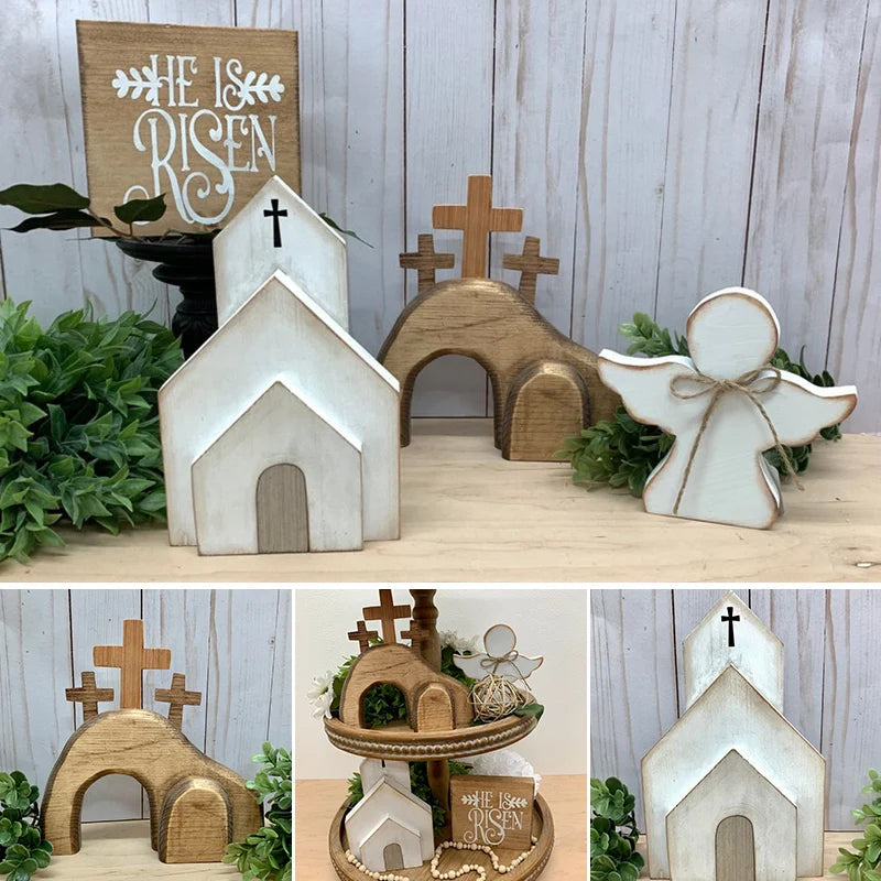 He is Risen Tier Tray Set, Jesus Tomb Easter Tiered Tray Bundle Kit Decor