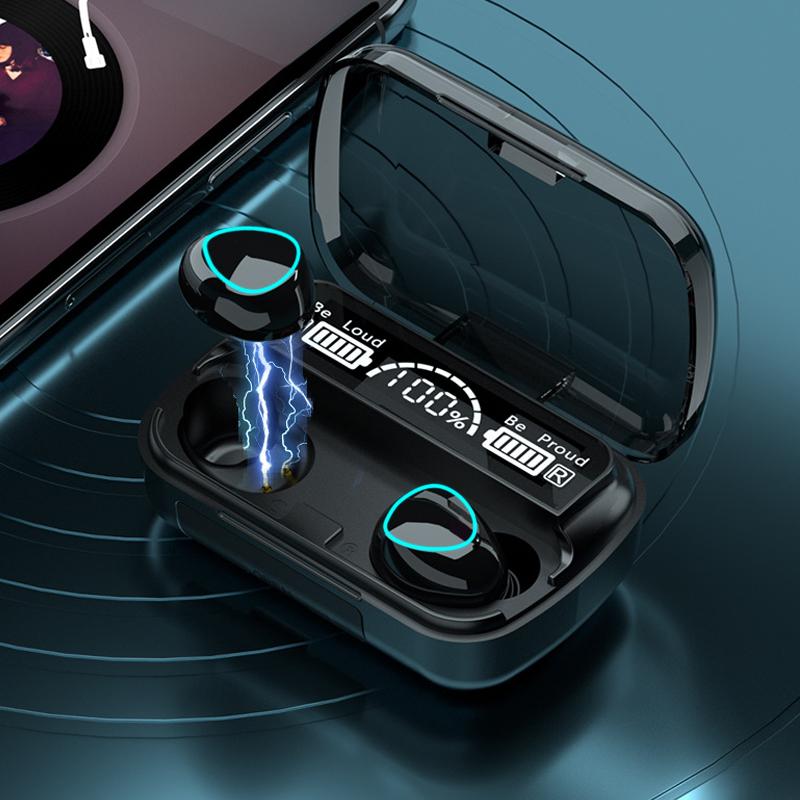 Waterproof True Wireless Stereo Bluetooth Earbuds with Smart LED Display and Big Battery