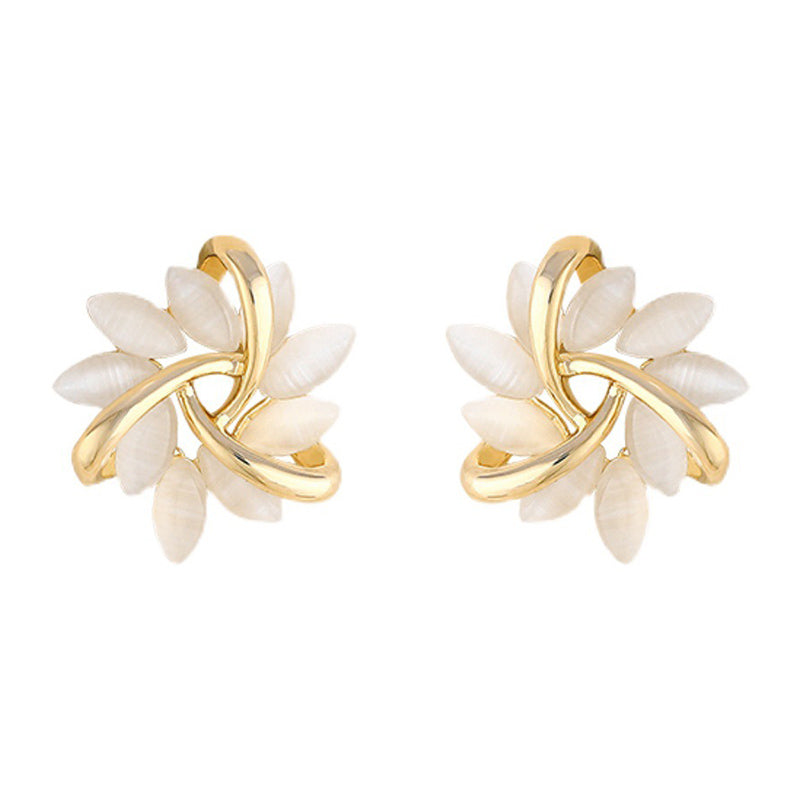 Opal Petal Circle Earrings