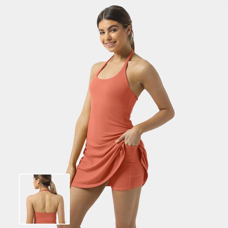 2-in-1 Women's Sleeveless Exercise Tennis Dress with Built