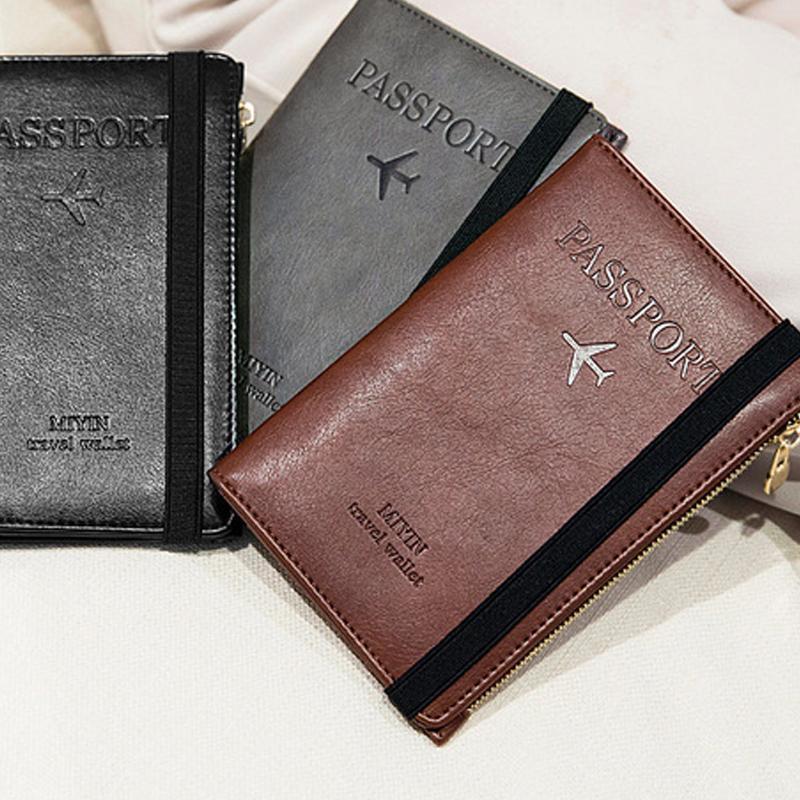 RFID Blocking Leather Card Wallet Travel Multifunctional Passport Case Wallet