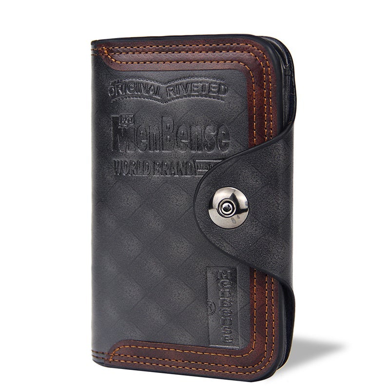 Large Capacity Leather Bifold Short Men's Wallet