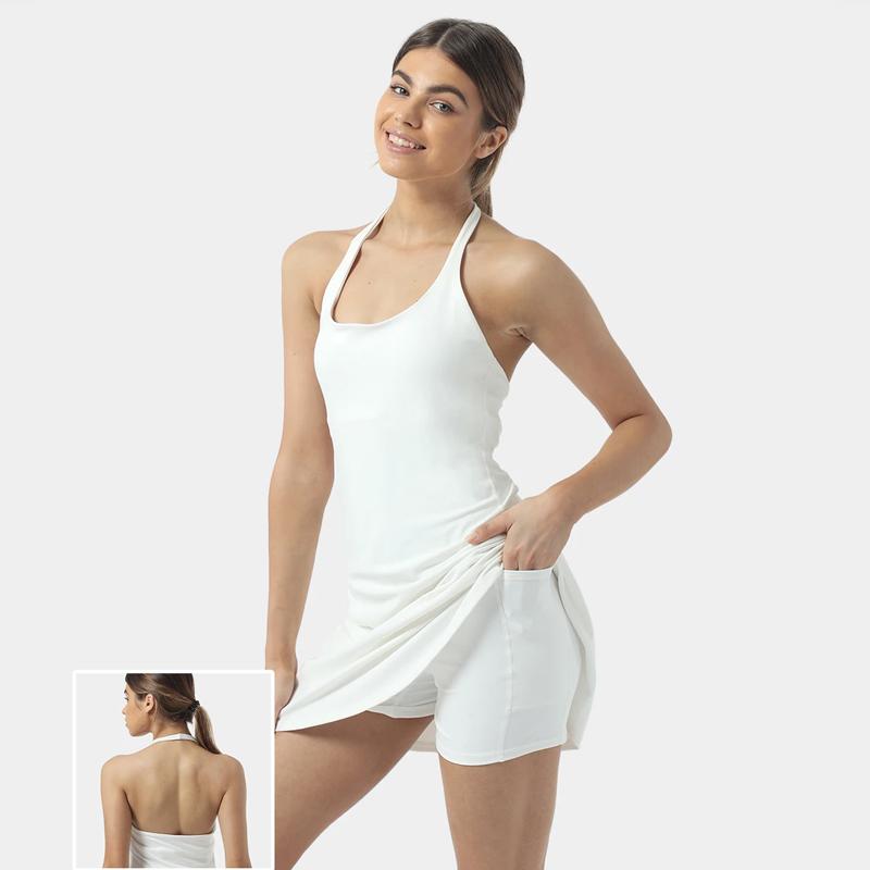 2-in-1 Women's Sleeveless Exercise Tennis Dress with Built