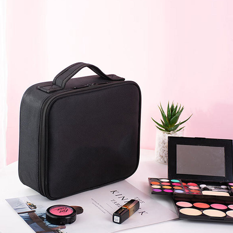 Makeup Cosmetic Storage Case with Adjustable Compartment