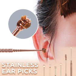 6pcs Stainless Steel Rose Gold Ear Picks Set