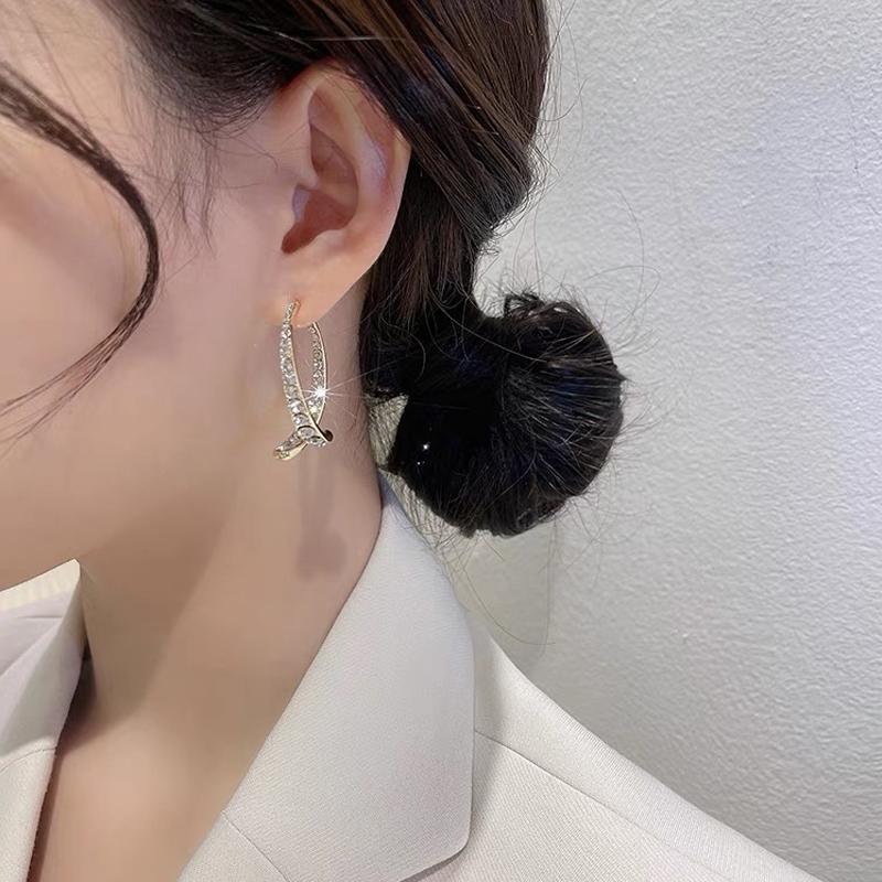 Fashion Cross Fishtail Curved Earrings