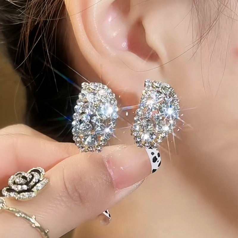 Diamond Half Hoop Earrings