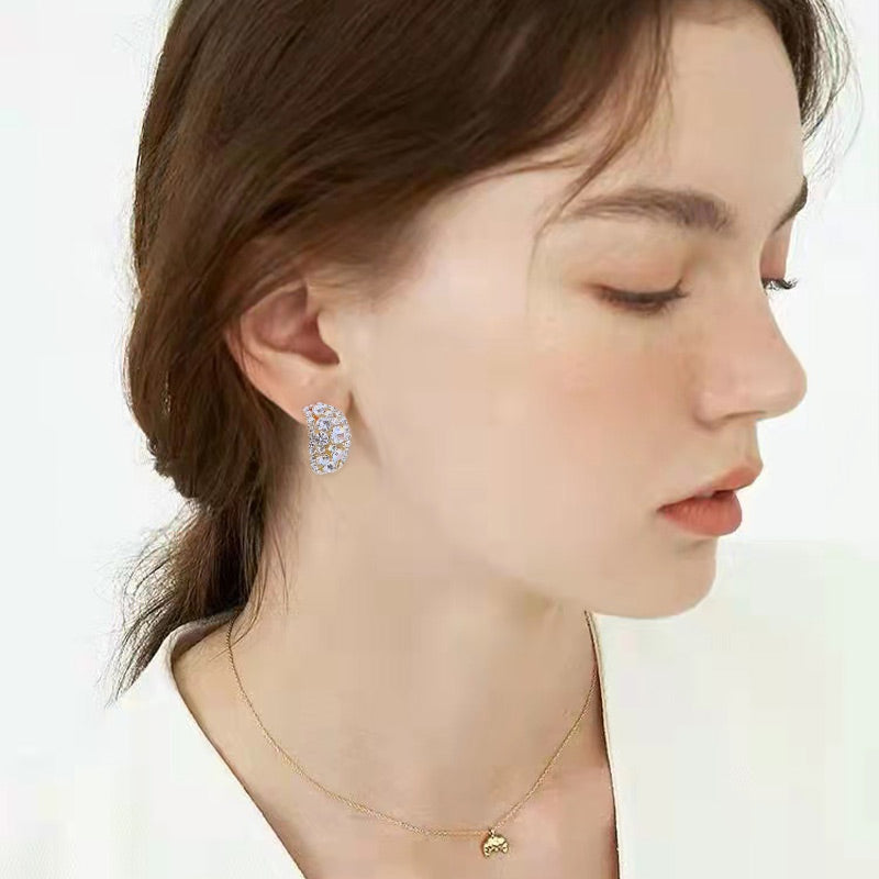 Diamond Half Hoop Earrings