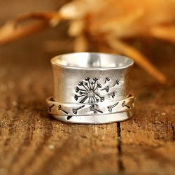 Rotatable Creative Dandelion Ring for Stress Relief