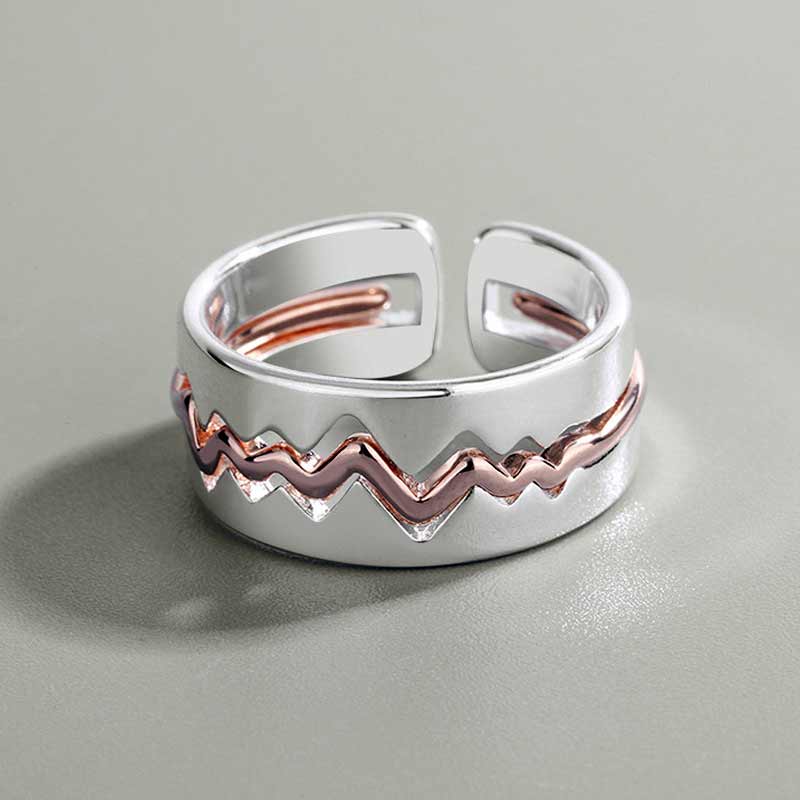 For Love - Matching Heartbeat Couple Promise Rings