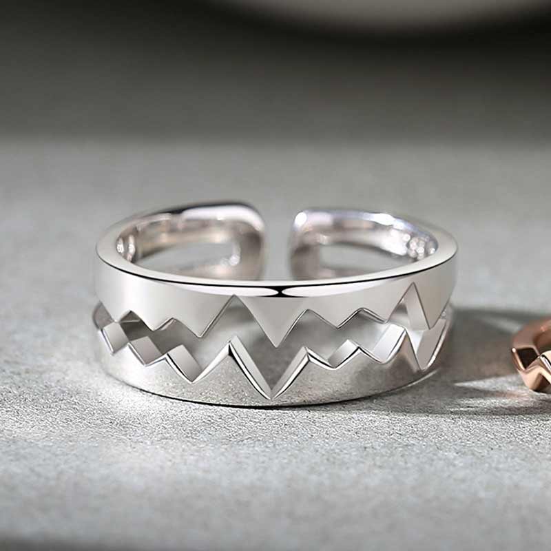 For Love - Matching Heartbeat Couple Promise Rings
