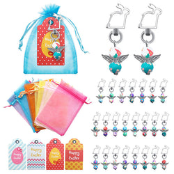 24 Set Easter Bunny Keychains With Wings Pendant Angel