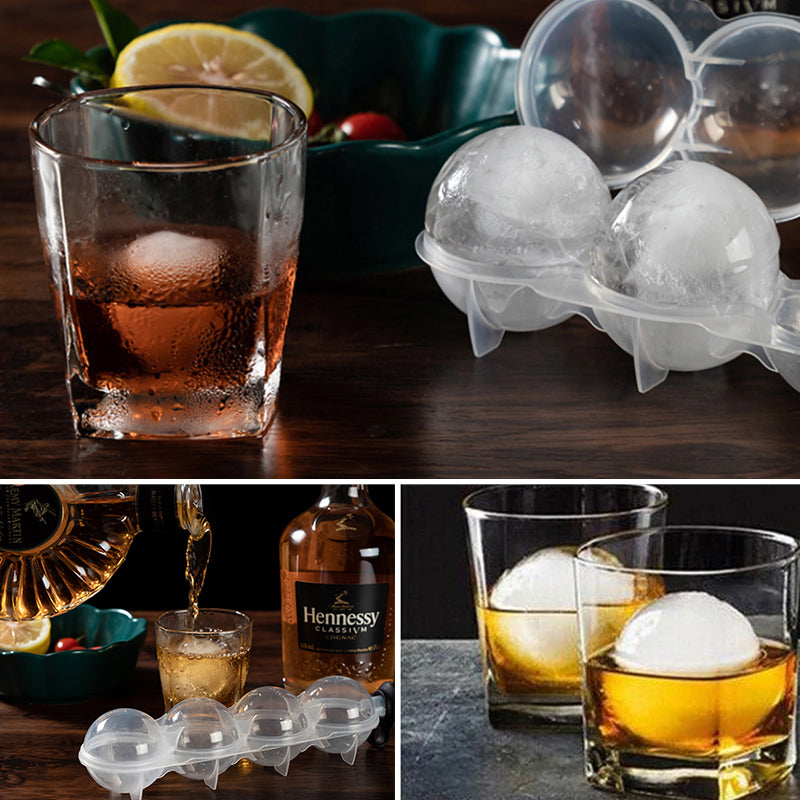 Round Circular Ice Ball Maker Mold - 4 Perfect Refreshing Ice Sphere Cube Balls