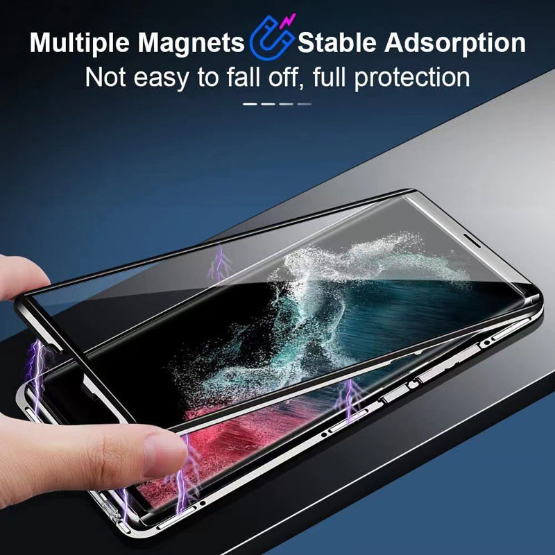 Magnetic Adsorption Metal Tempered Glass Case For Samsung