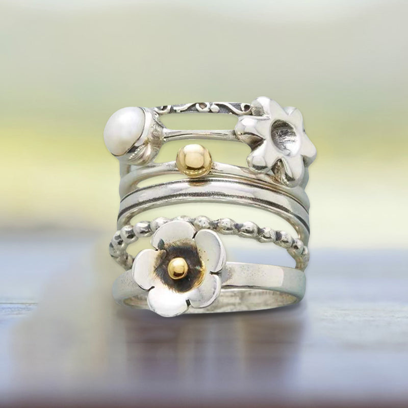 Flower Pearl Set Ring