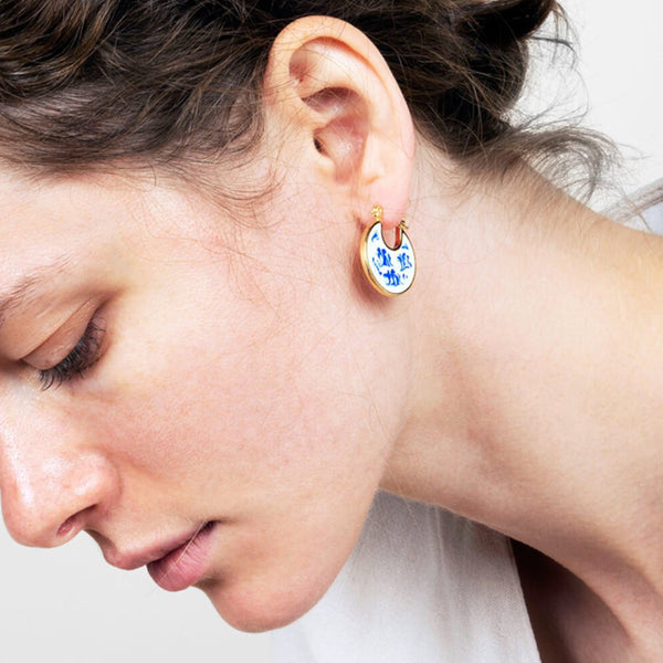 Vintage Marble Blue Earrings