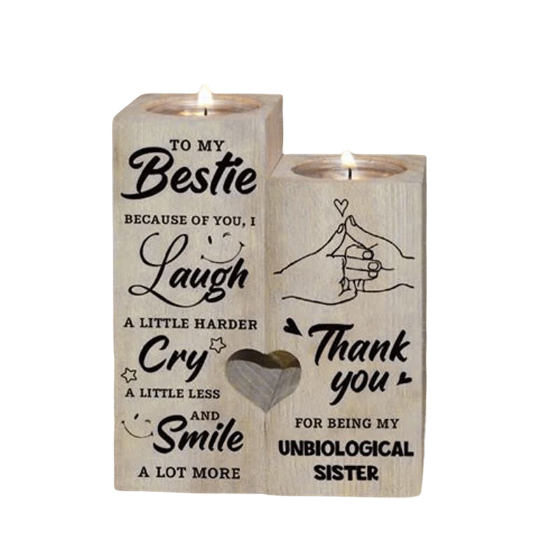 Smile A Lot More - Wooden Candle Holder with Candle Gift for Your Loved Ones