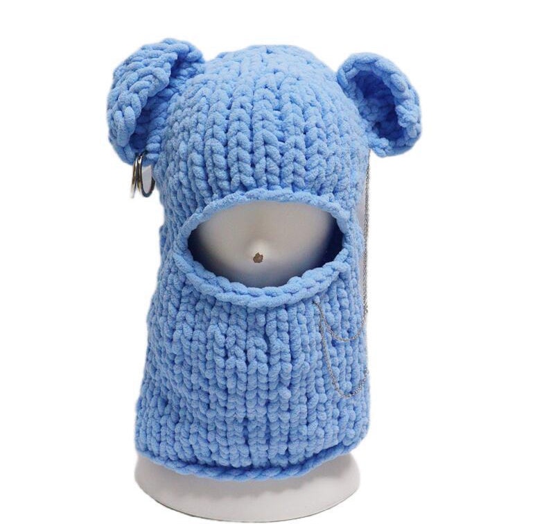 Winter Warm Handmade Knit Plush Beanie Hat with Funny Ears