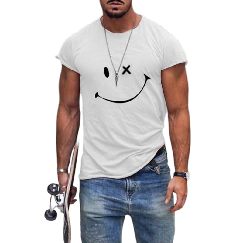 Men's Smile Round Neck Short Sleeve T-shirt