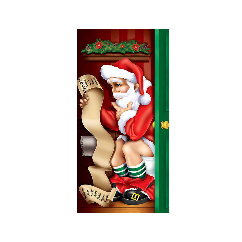 Christmas Door Banner, Santa Claus Door Cover Holiday Decoration