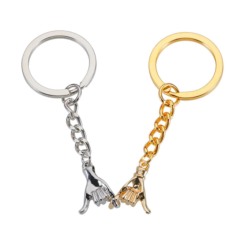 Promise Never to Be Apart Pull Hook Finger Couple Matching Keychains