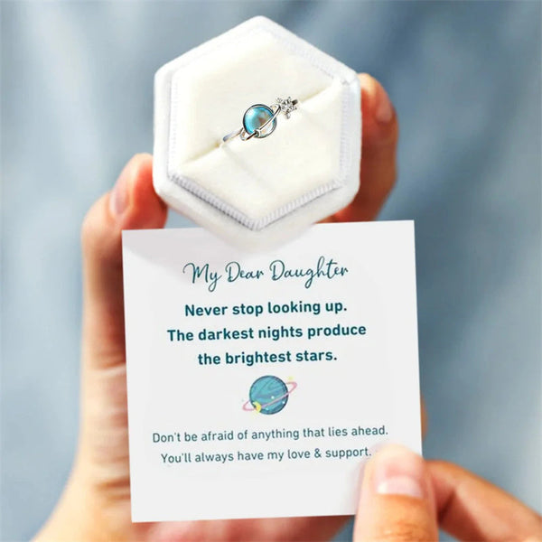 To My Daughter Gift - Star & Moon Rotatable Ring for Stress Relief