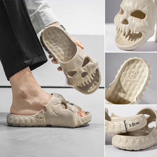 Skull Design Single Band Slippers for Men