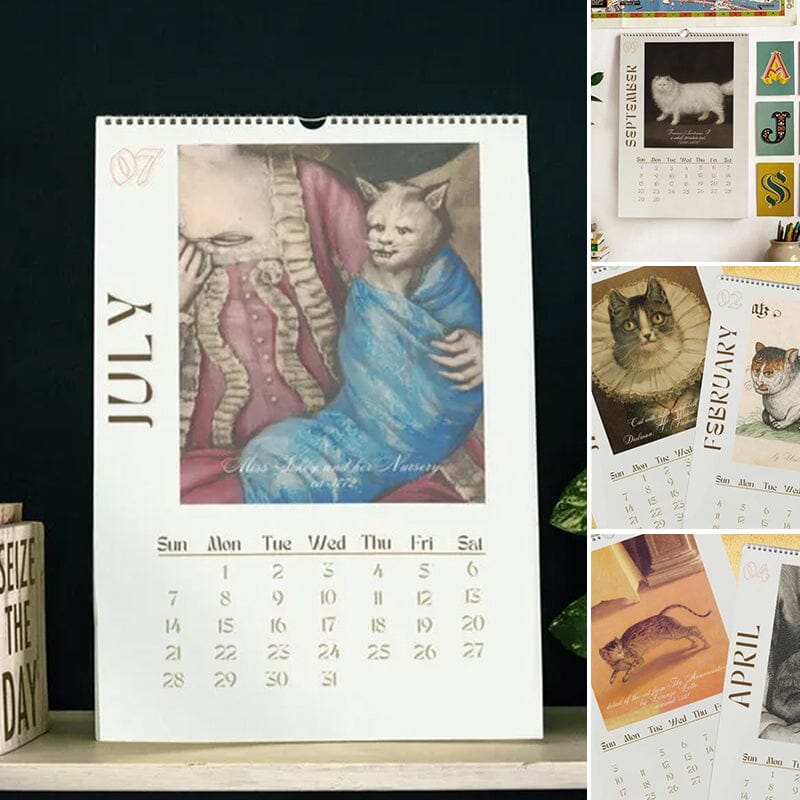 Ugly Cats In Renaissance Painting 2024 Wall Hanging Calendar