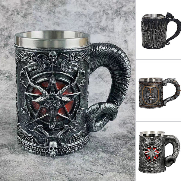 Creative Stainless Steel Medieval Mug Tankard for Beer Coffee