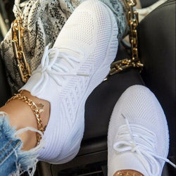Women Casual Platform Lace-up Sneakers Lightly Breathable Running Shoe