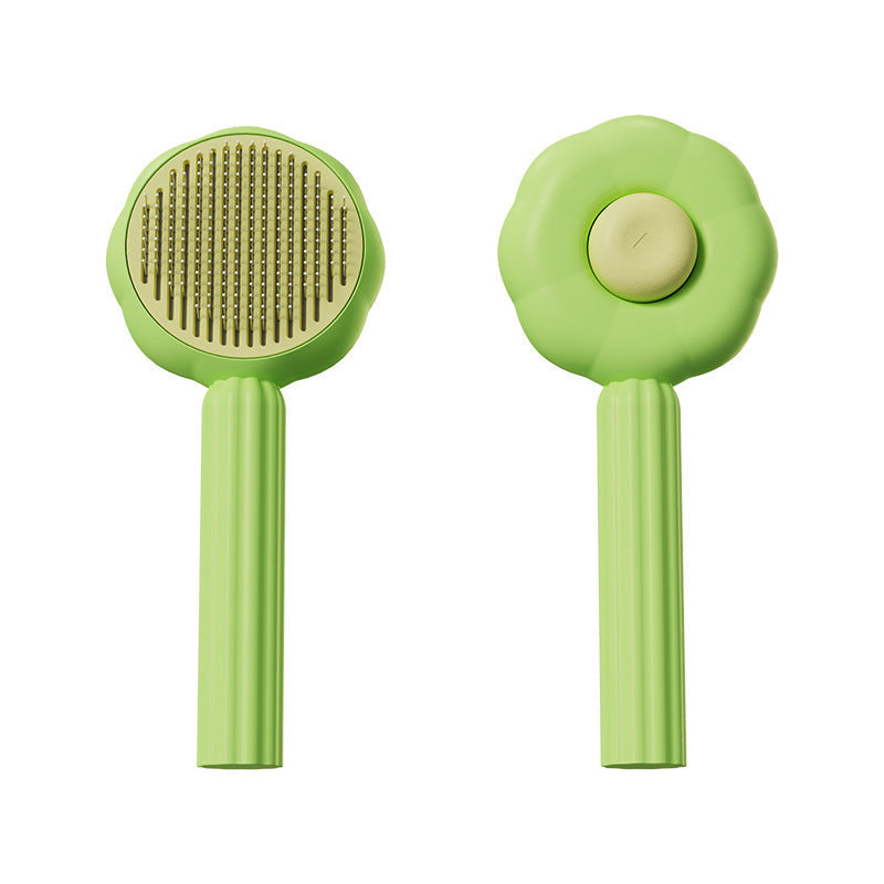 Sunflower Pet Hair Cleaner Brush, Pet Massage Comb With Hair Removal Button