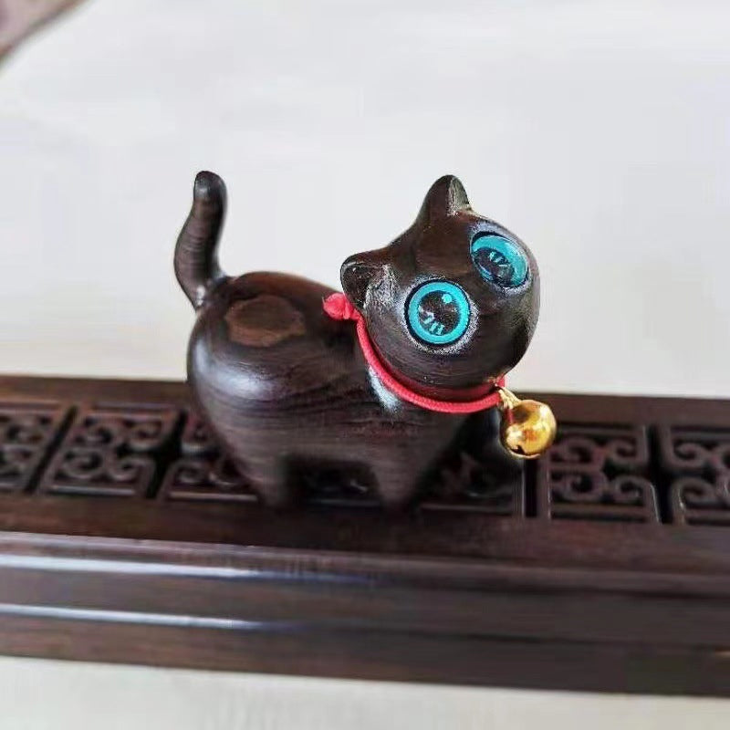 🐈Handmade Wood Carved Cat Decoration